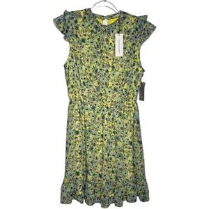 Collective Concepts Yellow Floral Dress Short Sleeve Womens Large Cottagecore